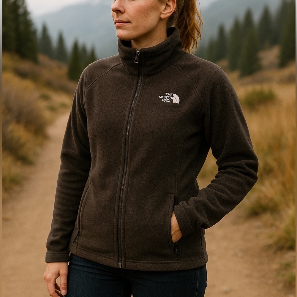 The North Face Full Zip Fleece Jacket Womens Small Brown Outdoor Gorpcore